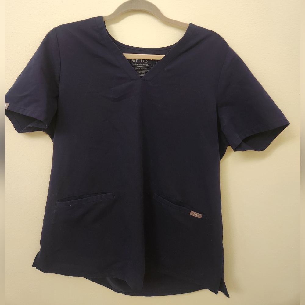 Figs Women's Casma Navy Blue Scrub Top Size L
